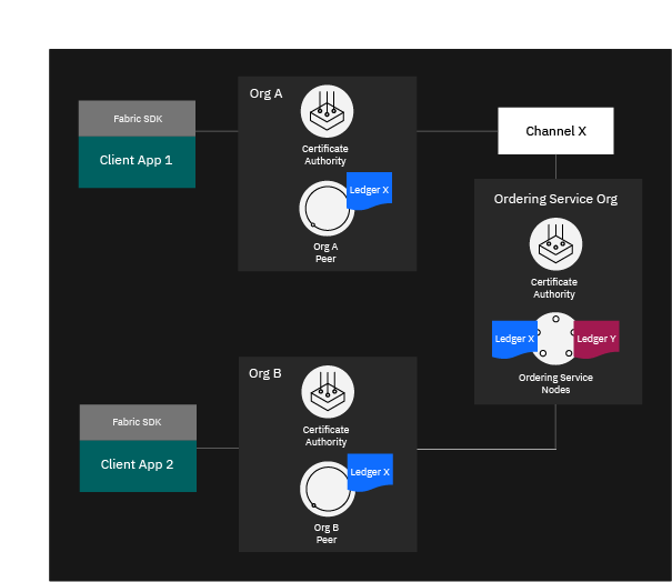 Figure 1. An example fabric network with two members that leverage channels to isolate data